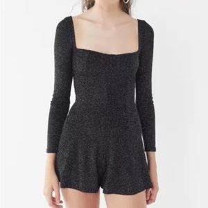 Urban Outfitters Sparkly Metallic Square Neck Romper Size M